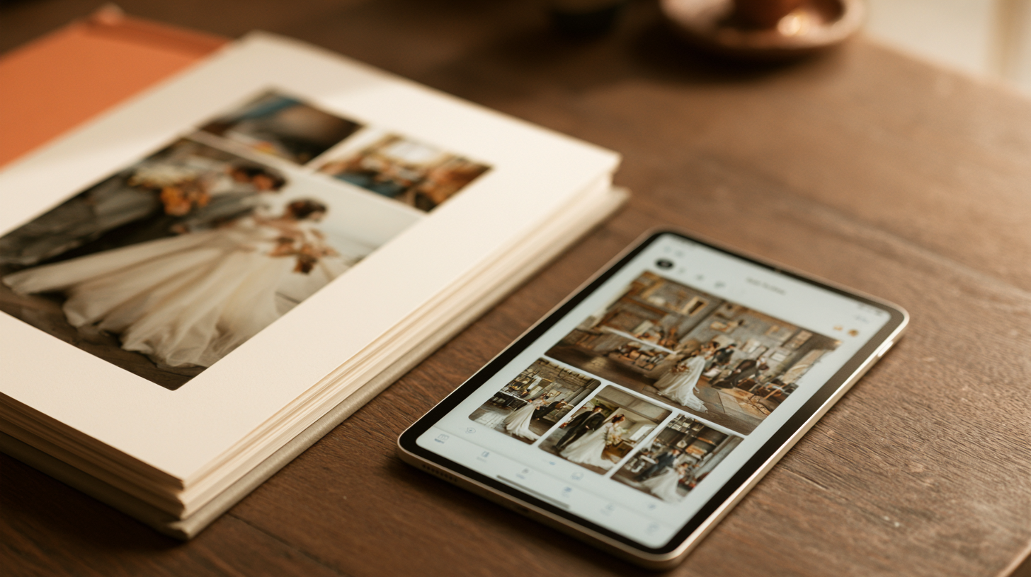 Álbum de fotos digital vs. álbum físico: qual escolher para seu casamento